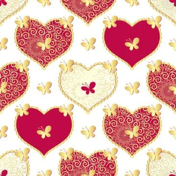 Valentine seamless white pattern Stock Illustration