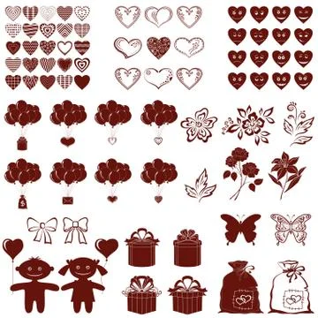 Valentine silhouettes, set Stock Illustration