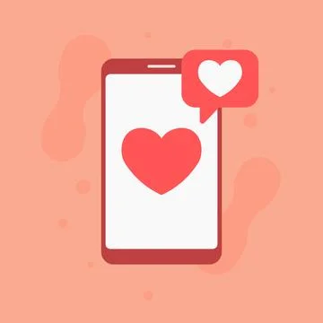 Valentine smartphone notification Stock Illustration
