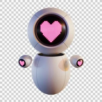 Valentine Sphere Robot Front View Stock Illustration