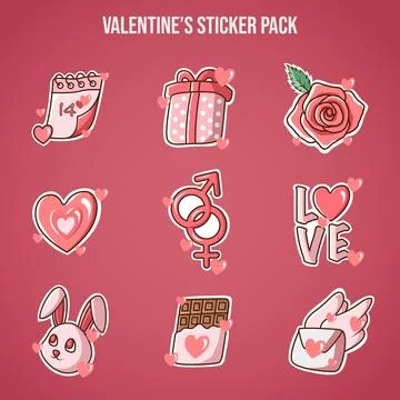 Valentine Sticker Pack Stock Illustration