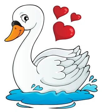 Valentine swan theme image Illustrazione stock
