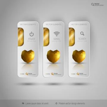 Valentine tabs with polygonal heart. Vector design elements. Stock Illustration