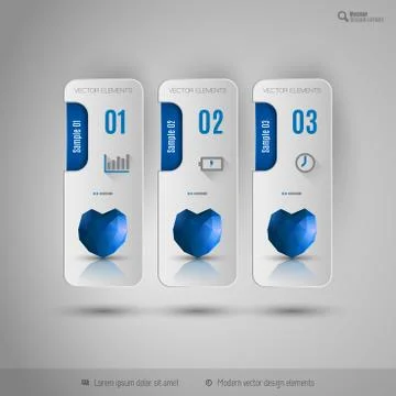 Valentine tabs with polygonal heart. Vector design elements. Stock Illustration