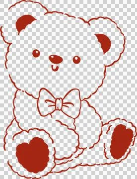 Valentine Teddy Bear stuffed with Bowtie Outline Hand Drawn Stock Illustration