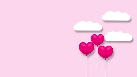 Valentine theme multiple hearts and clouds moving smoothly on light pink co.. Stock Footage 325940459