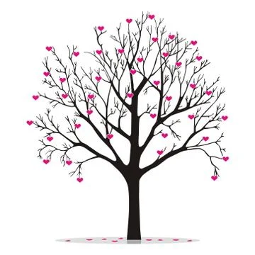 Valentine tree with hearts Stock Illustration