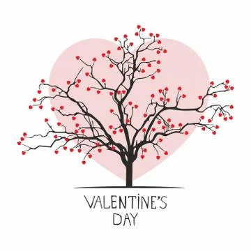 Valentine tree with hearts Stock Illustration