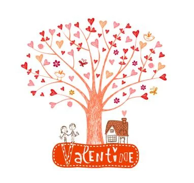 Valentine tree Stock Illustration