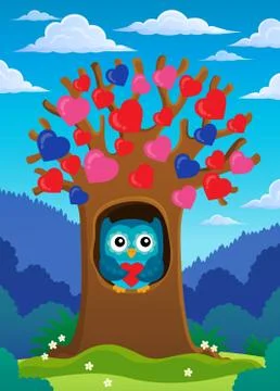 Valentine tree theme image Stock Illustration