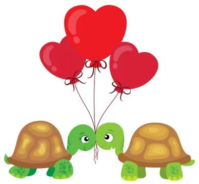 Valentine turtles theme image Stock Illustration