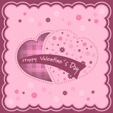 Valentine vector background with hearts and flowers inside. Stock Illustration