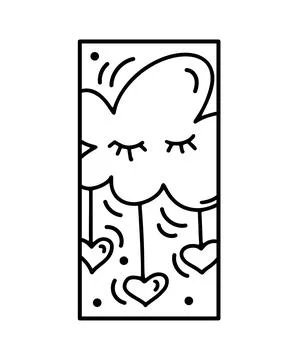 Valentine vector composition cloud with heart. Hand drawn love holiday Illustrazione stock