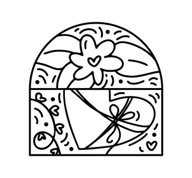 Valentine vector composition constructor flower with leaves and hearts. Hand Stock Illustration