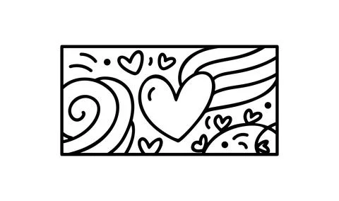 Valentine vector composition hearts. Hand drawn love holiday constructor logo in Illustrazione stock