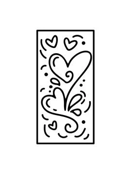Valentine vector composition hearts. Hand drawn love holiday constructor logo in Illustrazione stock