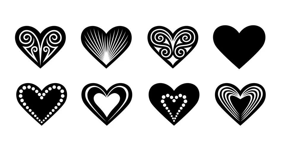 Valentine vector design elements. Hearts for laser cut Stock Illustration