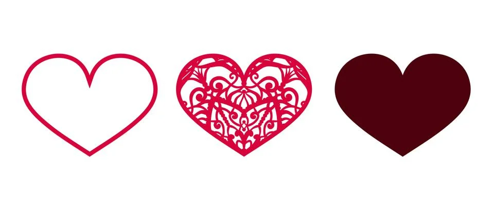 Valentine vector design elements. Hearts for laser cut Stock Illustration