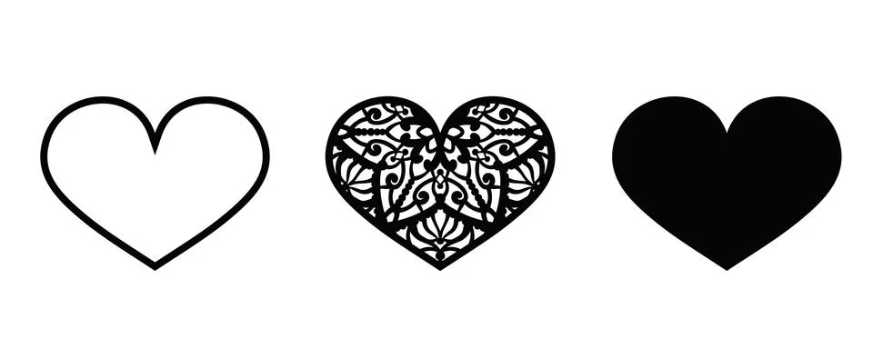 Valentine vector design elements. Hearts for laser cut Stock Illustration