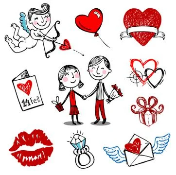 Valentine vector doodles. Stock Illustration