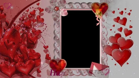 Valentine Video Background Loop_10_Red Rose and hearts with alpha background 動画素材 84629334