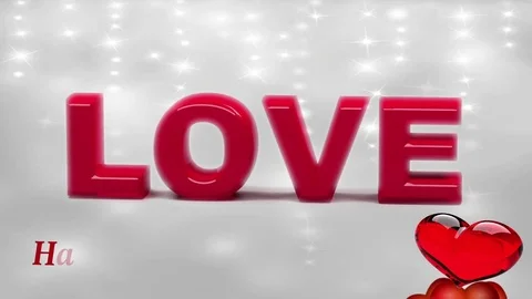 Valentine Video Background Loop_17_shinning particles with Red hearts Stock Footage 84464715