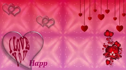 Valentine Video Background Loop_18_Pink  abstract Background with crystal hearts Stock Footage 84631052