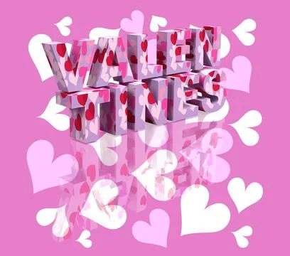 Valentines 3D Render with pink heart background Stock Illustration