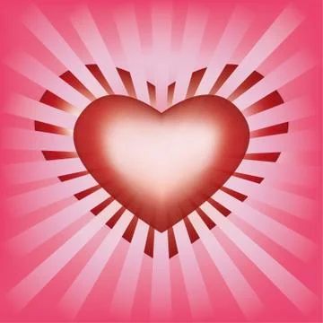 Valentines background with heart and rays Illustrazione stock