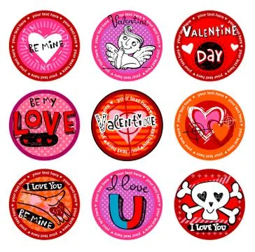 Valentine's badges Stock Illustration