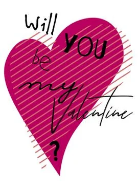 Valentine's card with abstract heart and text 'will you be my valentine' Stock Illustration
