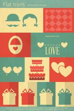 Valentines Card in Flat Style Stock-Illustration