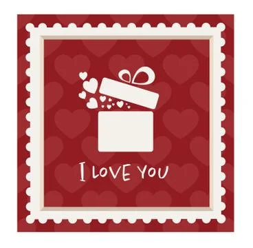 Valentines card with a gift Stock Illustration