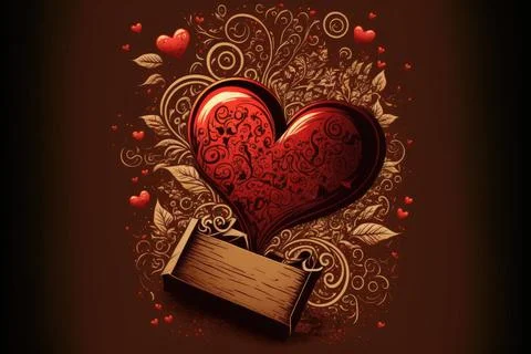 Valentine's card, vector 2d, white background, Made by AI,Artificial intell.. Stock Illustration