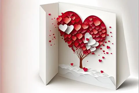 Valentine's card, vector 2d, white background, Made by AI,Artificial intell.. Stock Illustration