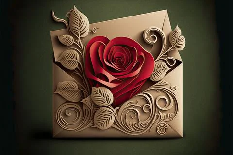 Valentine's card, vector 2d, white background, Made by AI,Artificial intell.. Stock Illustration