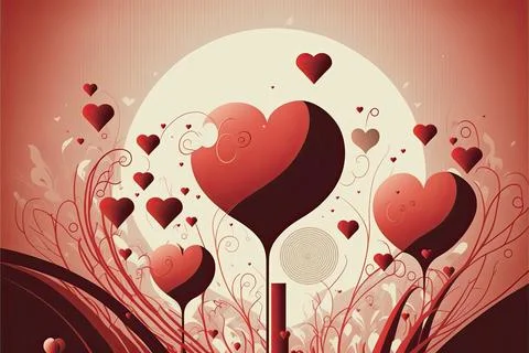 Valentine's card, vector 2d, white background, Made by AI,Artificial intell.. Stock Illustration