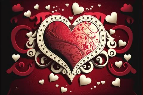 Valentine's card, vector 2d, white background, Made by AI,Artificial intell.. Stock Illustration
