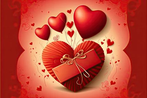 Valentine's card, vector 2d, white background, Made by AI,Artificial intell.. Stock Illustration