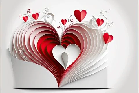 Valentine's card, vector 2d, white background, Made by AI,Artificial intell.. Stock Illustration
