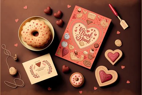 Valentine's card, vector 2d, white background, Made by AI Stock Illustration