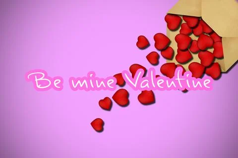 Valentine's Day. 3D rendering A lot of hearts spill out of the mail envelope. Illustrazione stock