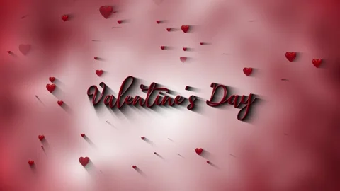 Valentines Day 3D Text Animation with Floating Hearts  Romantic Love Backgr.. Video stock 326425206