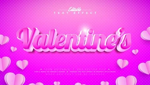Valentines Day 3D Text Effect Design Editable and Scalable Vector Graphic Sty Illustrazione stock