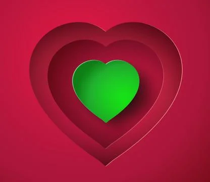 Valentine's day abstract background with cut paper heart. Stock Illustration