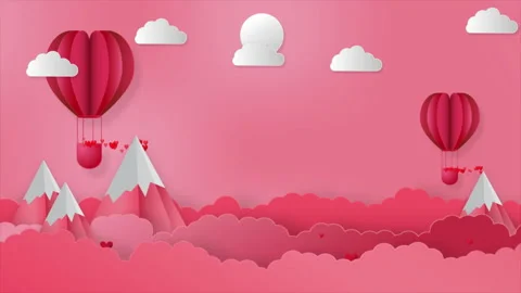 Valentine's day abstract background, Flying red hearts and Balloon Stock Footage 150408713