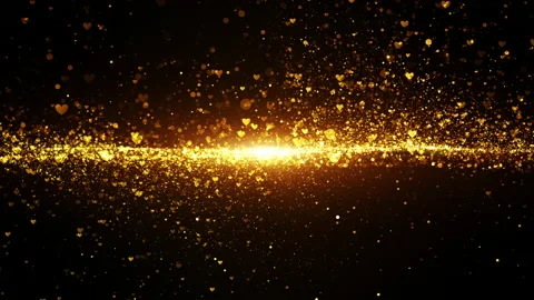 Valentine's day abstract background, flying gold hearts and particles Stock Footage 150408742