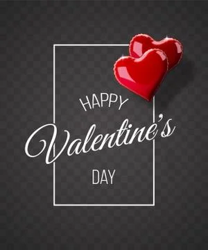 Valentine's day abstract background with red 3d heart-shaped balloons. Vector Stock Illustration