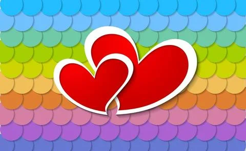 Valentines Day abstract background. Two vector paper hearts Valentines Day... Foto stock