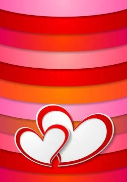 Valentines Day abstract background. Two vector paper hearts Valentines Day... Foto stock